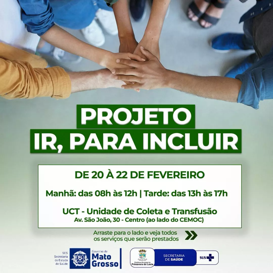 projeto incluir - atendimento na saúde de 20 a 22 de fevereiro